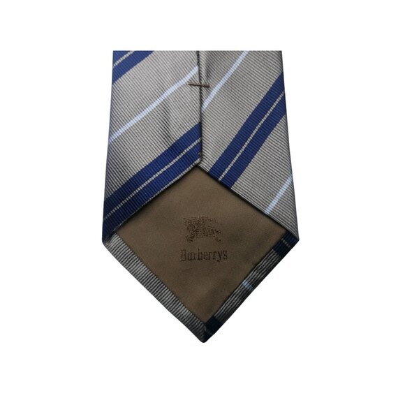 Vintage Burberrys Gold and Blue 100% Silk Repp Tie - Picture 4 of 6